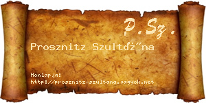 Prosznitz Szultána névjegykártya